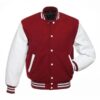 Cardinal Woo White Leather Varsity Jacket