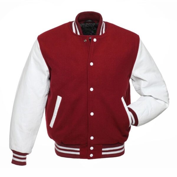 Cardinal Woo White Leather Varsity Jacket