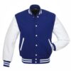 Royal Wool and White Leather Varsity Jacket